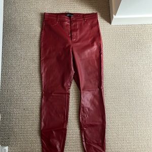 Red zara leather pants, skinny leg with zipper slit. Size large. Worn once!